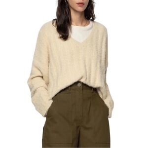 Oak + Fort Oversized Textured V-Neck Ribbed Sweater Sz XS